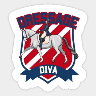 Dressage Diva Red and Blue Sticker